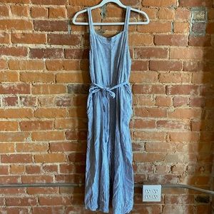 Striped linen blend jumpsuit